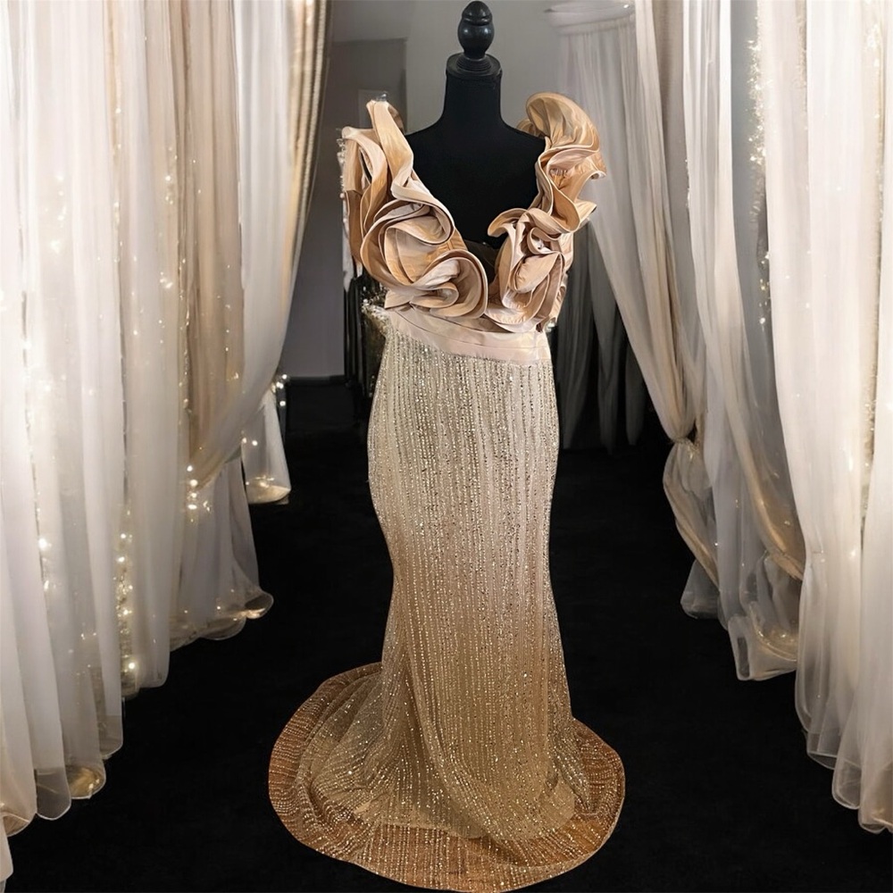 Elegant Gold Evening Gown